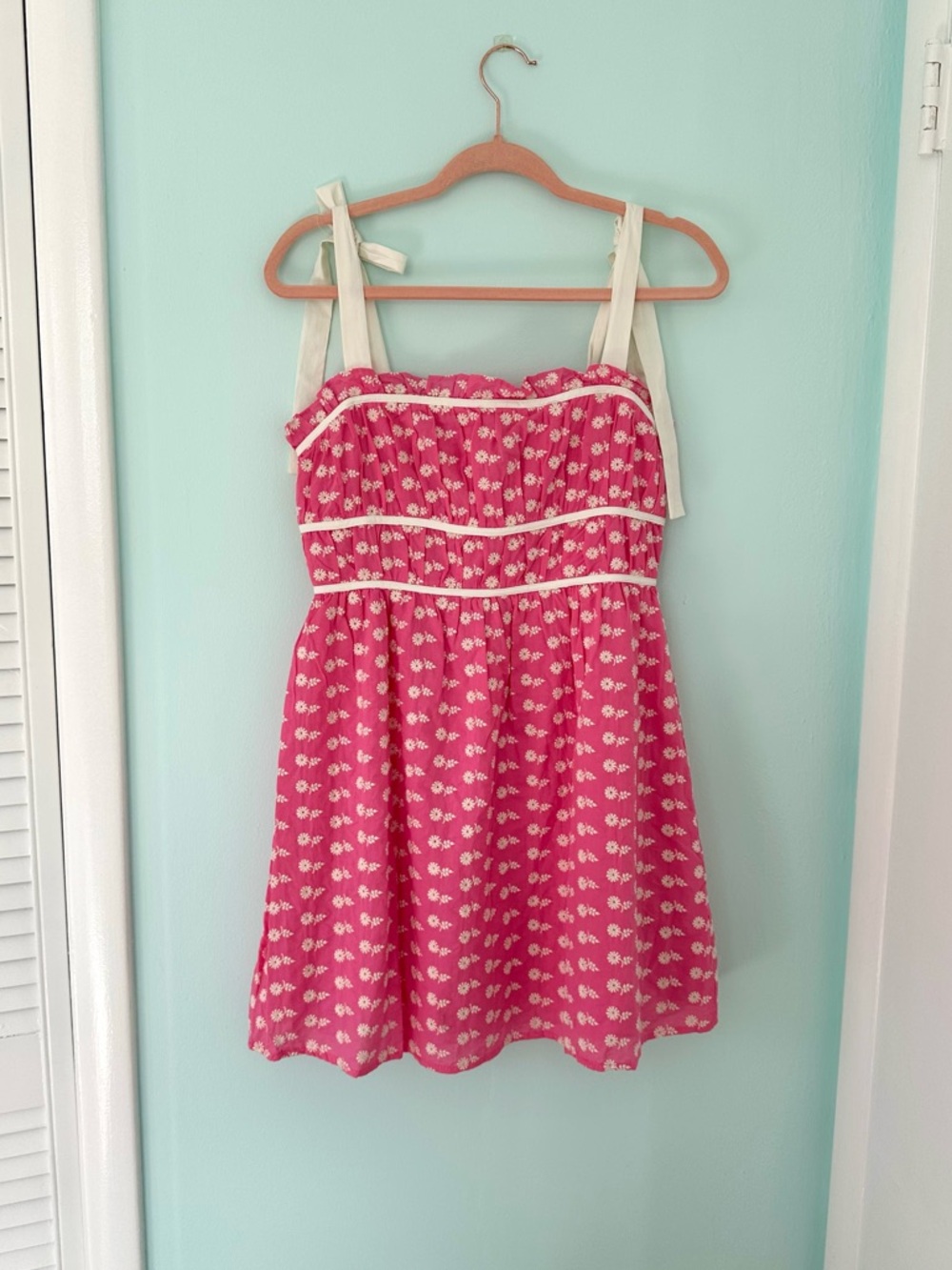 Baby Pink Floral Mini Dress Small Y2K Coquette